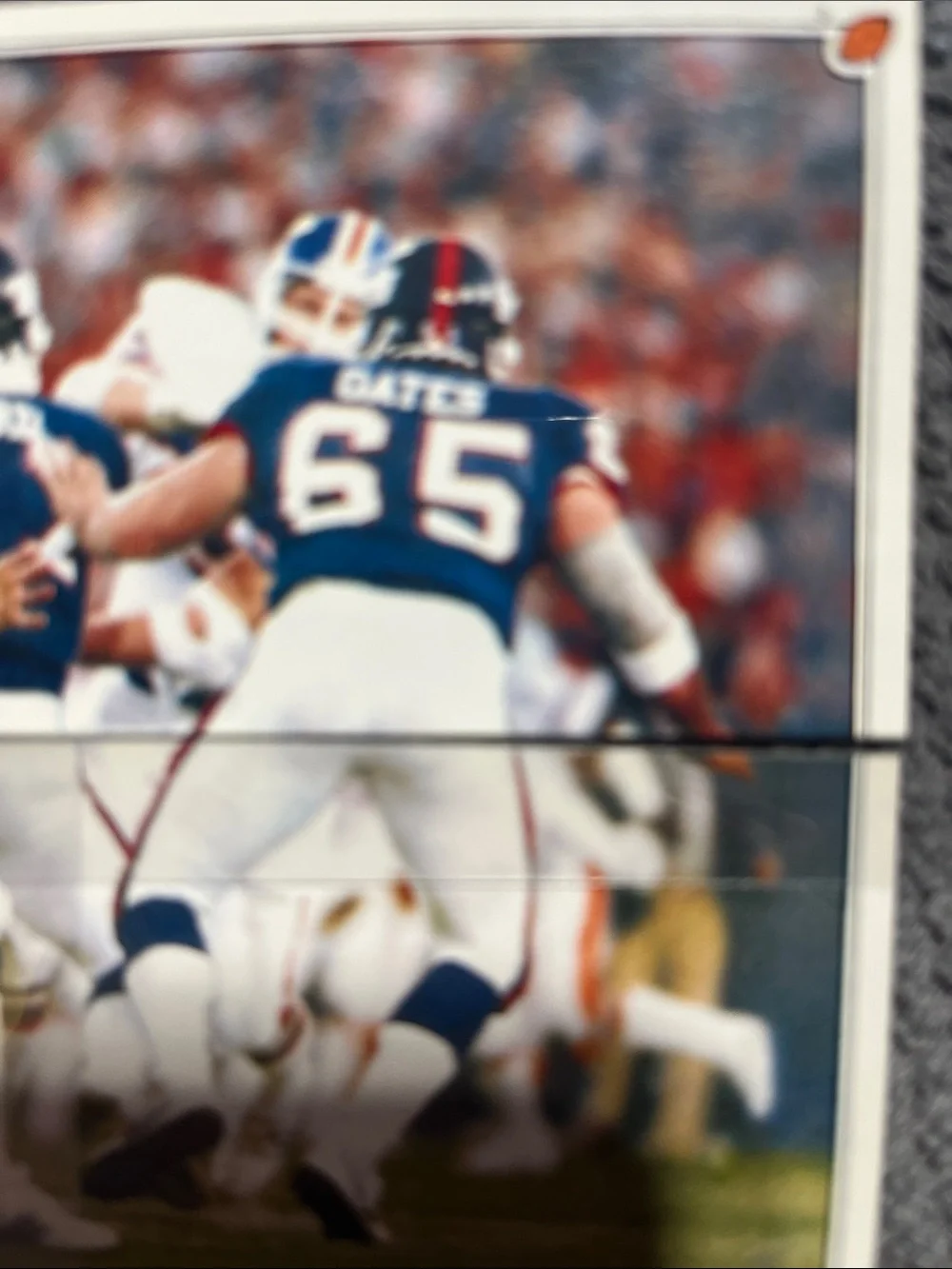 1987 4 Topps stickers (#2-3-4-5) celebrating Super Bowl XXI (Phil Simms, Oates,
